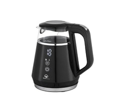 Home Electric Kettle Digital Glass with Stainless, 1Lit, 1100Watts, Black & Silver - KK-552