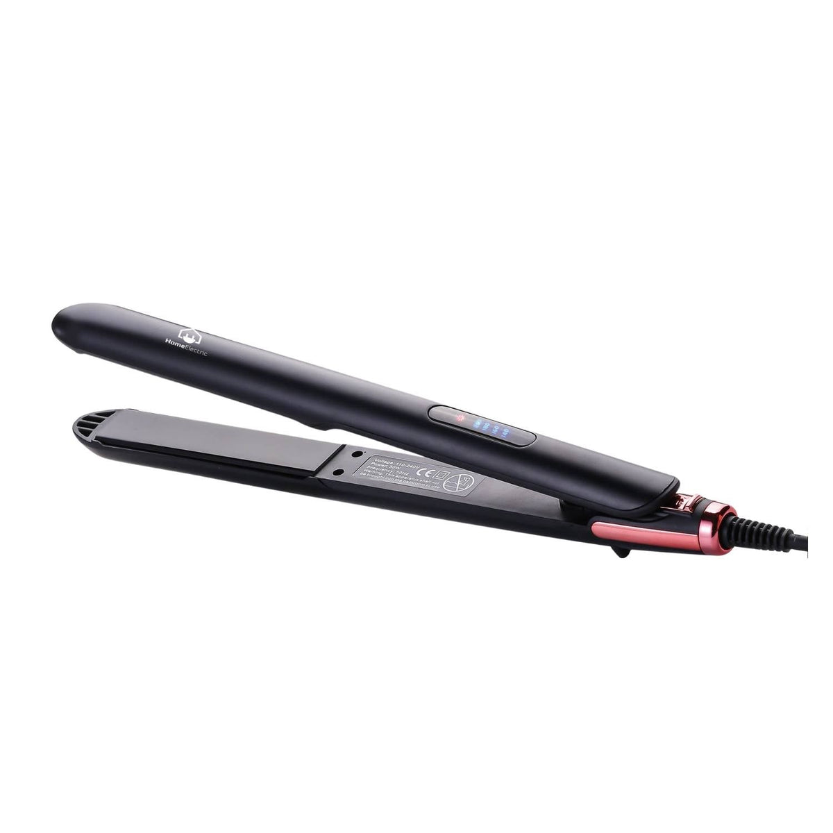 Home Electric Hair Straightener Ceramic, 30Watts, Plates Heat 220C Flar Iron, Black - HF-57
