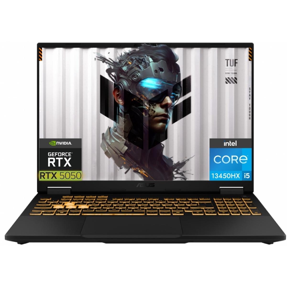 ASUS TUF Gaming F16 16" IPS FHD+ (1920 x 1200) @165Hz, 13th Gen Intel Core i5-13450HX, Nvidia RTX 5050 6GB GDDR7, 16GB DDR5 RAM, 512GB M.2 PCIe NVMe Gen4 - Jaeger Gray Gaming Laptop | FX608JH-RV033AR |