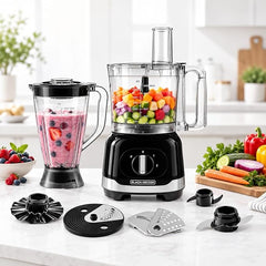 BLACK+DECKER 800W Multifunction Food Processor – Family-Size 2.4L Bowl, 1.5L