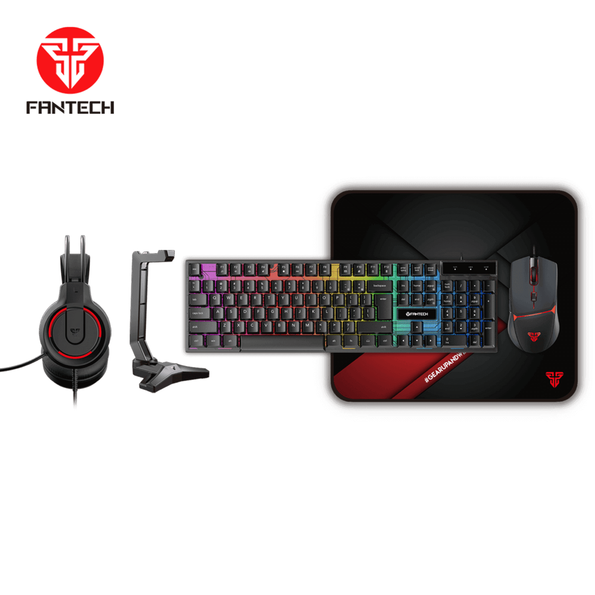 Fantech P51 5-in-1 Keyboard Combo with Mouse + Mousepad + Headset + Headset stand