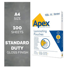 Fellowes Apex A4 Laminating Pouches 125Mic