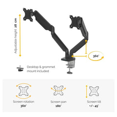 Fellowes Platinum Series Adjustable Dual Monitor Arm - Black