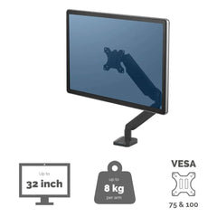 Fellowes Platinum Series Adjustable Single Monitor Arm - Black