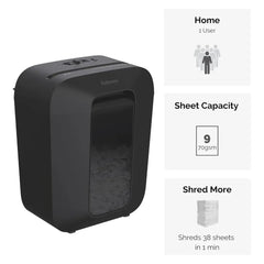 Fellowes Powershred LX50 Shredder, Cross Cut, Shreds 9 Sheets