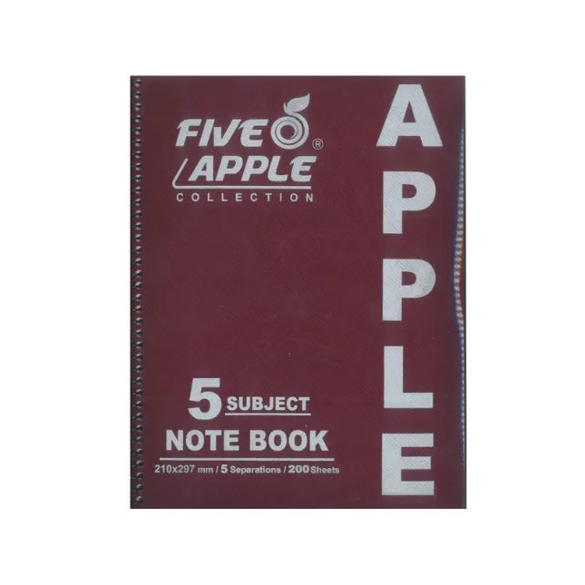 Five Apple Note Book A4 5 Subject