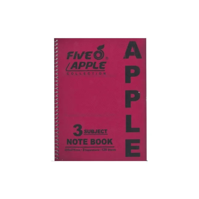 Five Apple Note Book A5 3 Subject