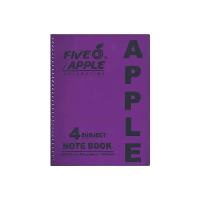 Five Apple Note Book A5 4 Subject