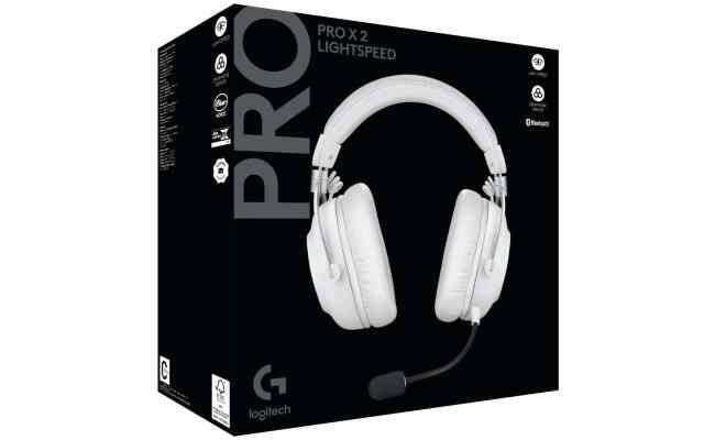Logitech G PRO X 2 Lightspeed Wireless (White) 7.1 Surround Gaming Headset, Tri Mode (Bluetooth/2.4GHz/3.5mm) Detachable Boom Mic, 50mm Graphene Drivers, DTS:X Headphone 2.0, Up To 50 Hours Battery, For PC, PS5, PS4