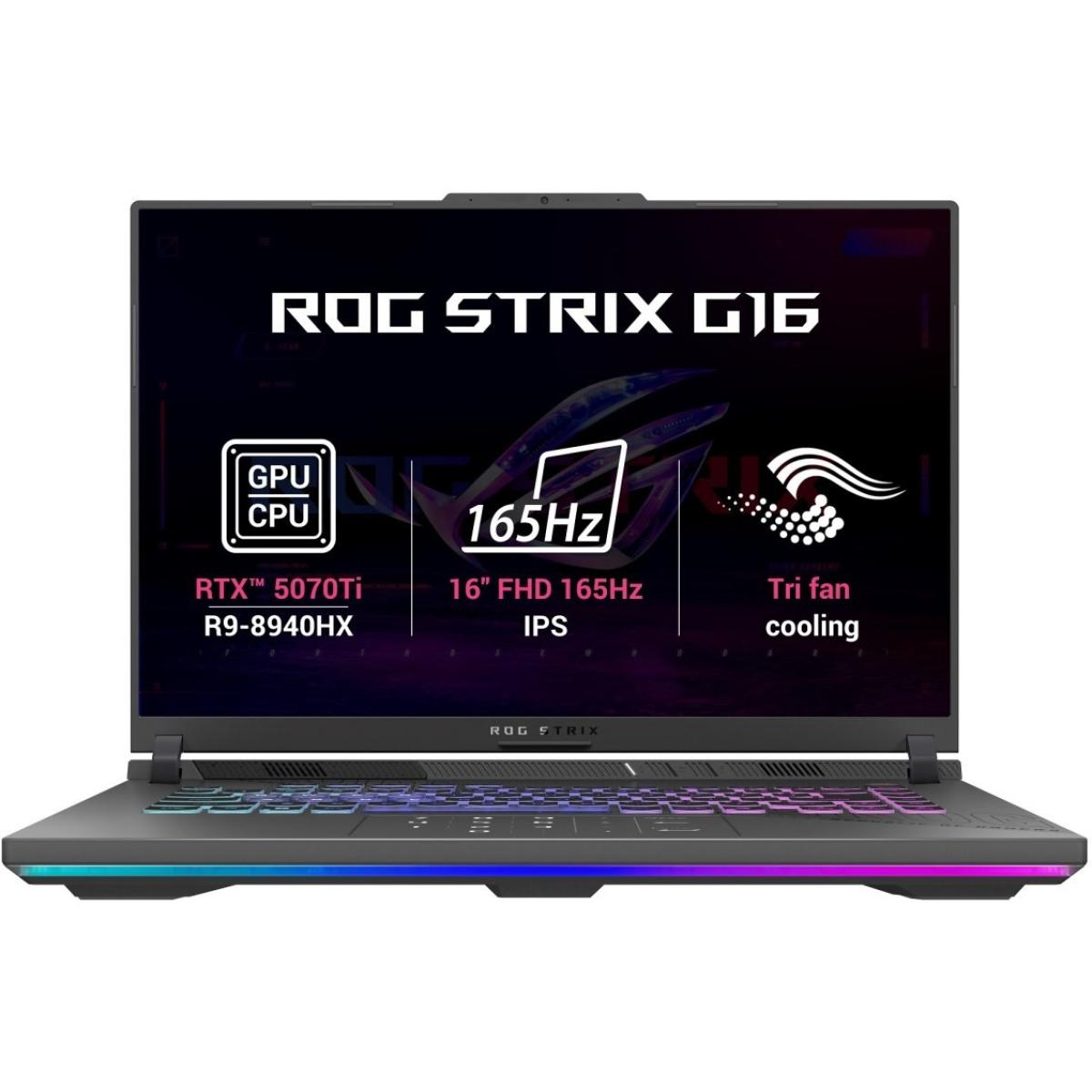 ASUS ROG Strix G16 (2025) G614PR NEW 9Gen AMD Ryzen™ 9 8940HX 16-Cores w/ Nvidia RTX 5070 TI 12GB DDR7 & 16" IPS 165Hz Display - Gray
