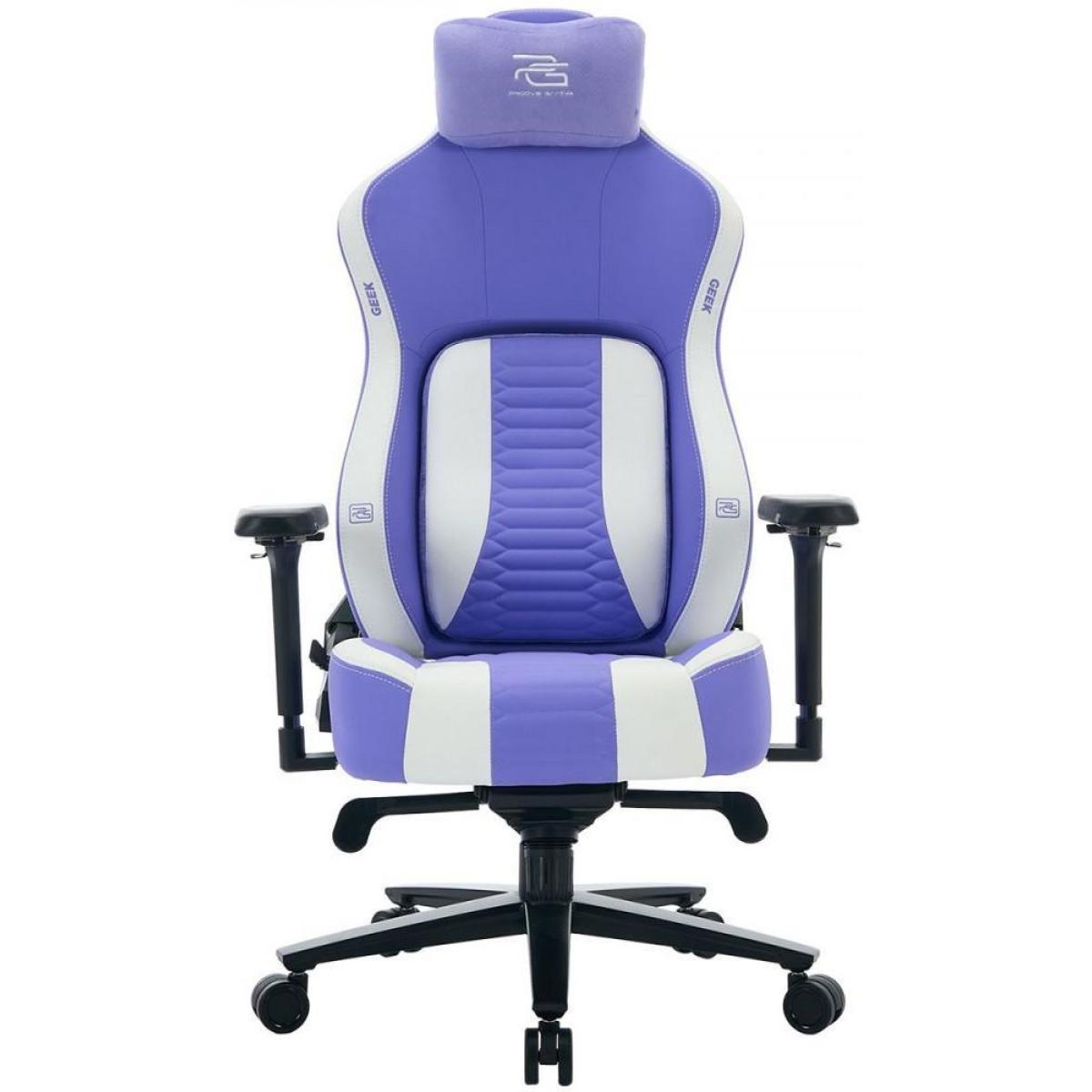 Proove Gaming Geek Gaming Chair White/Purple – Metal Frame, 4D Armrests, Class 4 Gas Lift