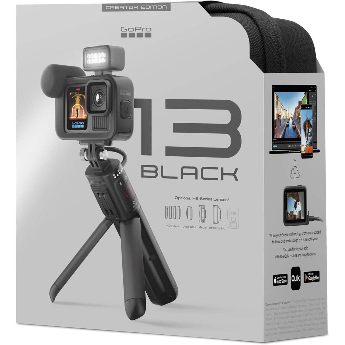 Gopro Hero13 Black Creator Edition Includes Hero13 Black, Volta (battery Grip, Tripod, Remote), Media Mod, Light Mod, Enduro Battery, Magnetic Latch Mount And Carrying Case