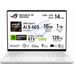 ASUS ROG Zephyrus G14 GA403GM-SY008 Gaming Laptop | Ryzen AI 9 465 | RTX 5060 8GB | 16GB LPDDR5X | 1TB SSD | 14" 3K OLED 120Hz | Platinum White