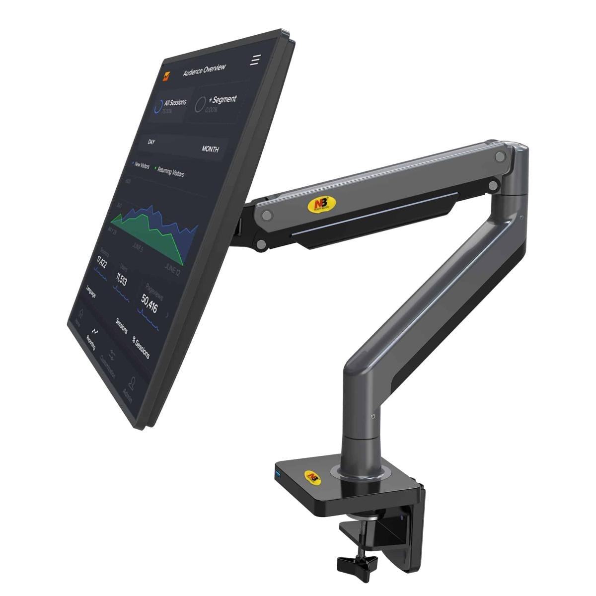 NB NORTH BAYOU G45 MONITOR DESK MOUNT STAND MOTION SWIVEL MONITOR ARM BLACK