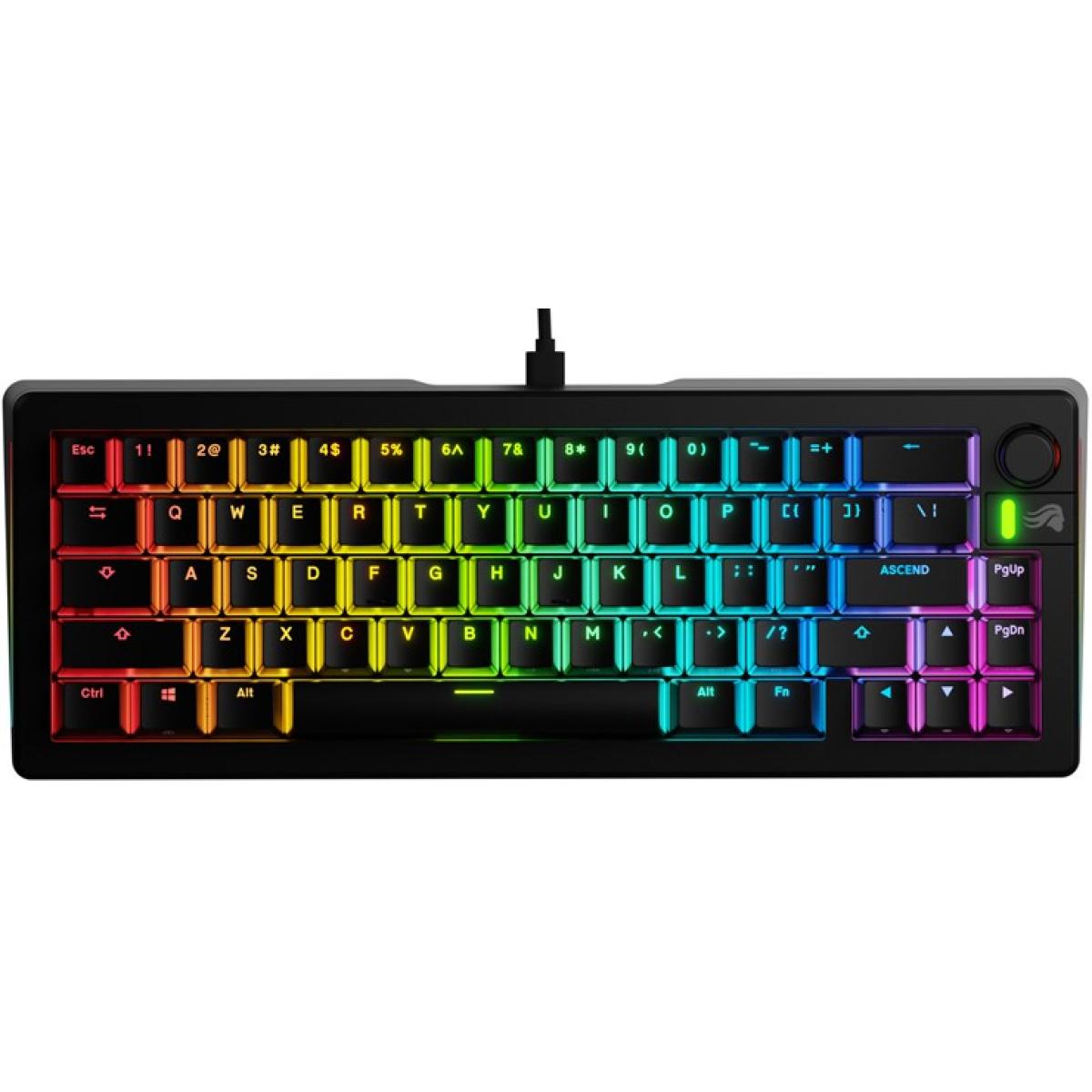 Glorious Gmmk 3 Prebuilt Mechanical Keyboard, Size 65%, Hot Swappable Switches, Rgb Backlighting, Fox Mechanical Switches, Modular Design, Arabic Layout, Black - CompuMe