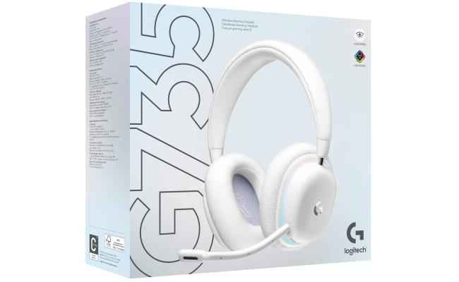 Logitech G735 Wireless (White Mist) Gaming Headset, Dual Mode (2.4GHz, Bluetooth), Dolby Atmos, Spatial Surround Sound, LIGHTSYNC RGB Lighting, Detachable Boom Mic, Compatible with PC, PC, Mac, Mobile Devices