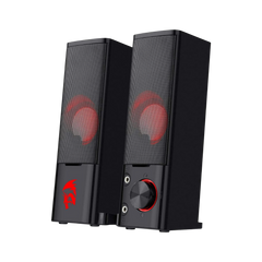 Redragon GS550 PC Gaming Speakers, 2.0 Channel Desktop Computer Sound Bar with Compact Maneuverable Size, Headphone Jack, Quality Bass & Decent Red Backlit, USB Powered w/ 3.5mm Cable