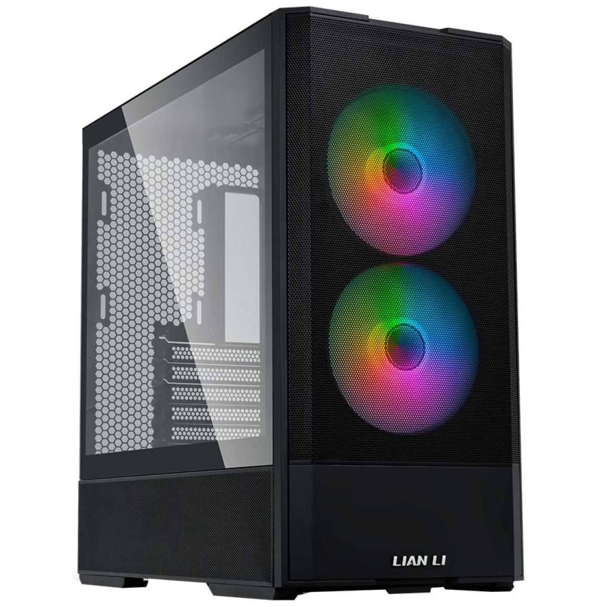 Lian Li LANCOOL 207 (207RX) MESH (Black) ARGB ATX Mid Tower Tempered Glass Gaming Case W/ Type-C & (Front 2x140mm ARGB Fans + 2x120mm PWM Fan On PSU Shroud) | G99.LAN207RX.00 | - CompuMe