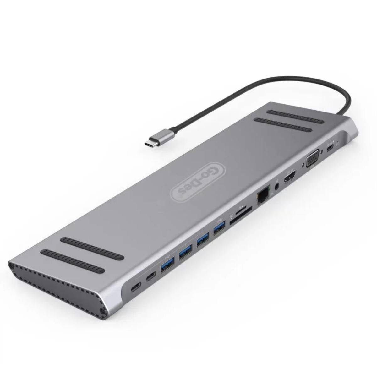 Go Des 14in1 Gd 9120 USB - C Type C Hub Hubs Docking Station Dual 4k Hdr with 3.5mm