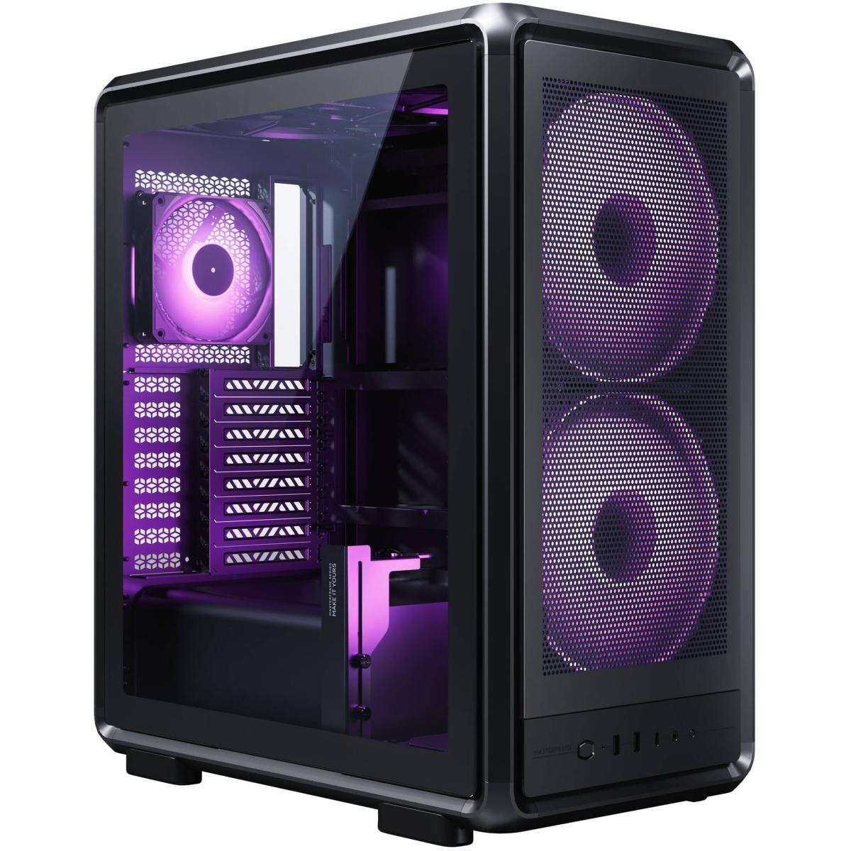 Cooler Master MasterFrame 500 Mesh (Black) ATX ARGB Mid Tower Tempered Glass Mesh Performance Design Gaming Case w/ 2x SickleFlow 200mm ARGB + Single Rear 120mm ARGB & Type-C | MF500M-KHNN-S01 |