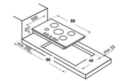 GF905VPGLBR Gas Built-in NG Ferrari, 90 Cm, 5 Burners, Stainless Steel