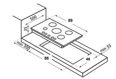 GF905VTGC Ferrari Built-in Gas Stove, 90 Cm, 5 Burners, Stainless Steel