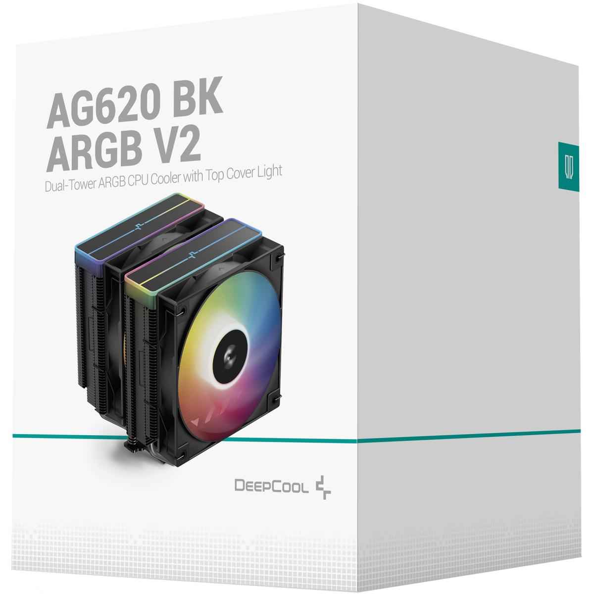 Deepcool Ag620 Argb V2 Cpu Air Cooler Mighty 260w Tdp 6pcs Copper Heat Pipes Argb Sync W/120mm Pwm Fan , Black