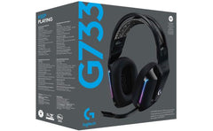 Logitech G733 Lightspeed Wireless Headset W/ Suspension Headband Lightsync Rgb & Blue Voice Mic Technology , Black
