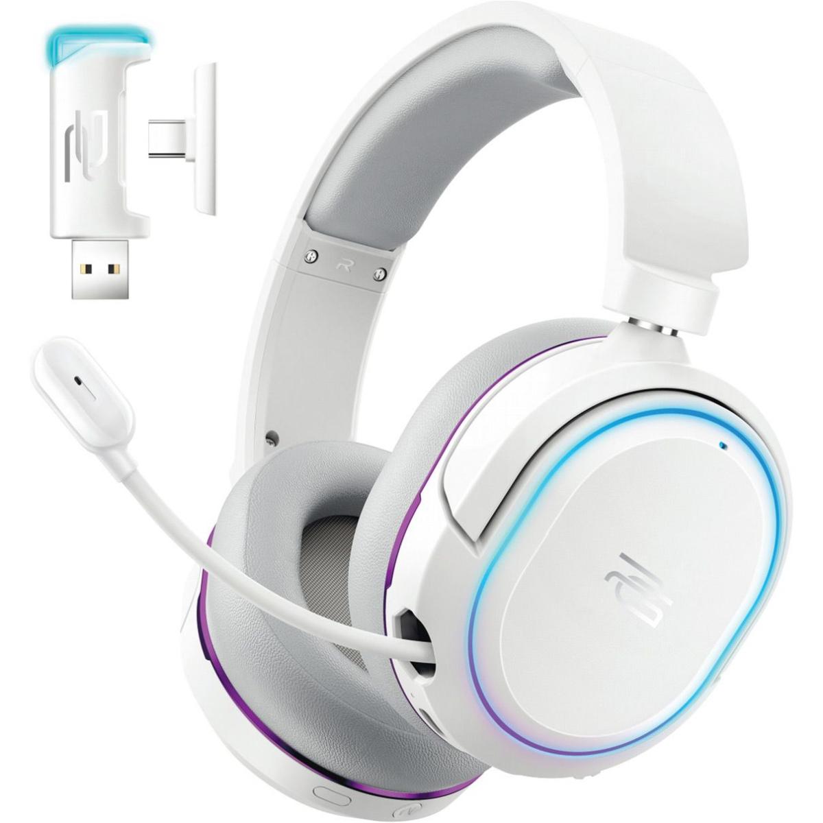 Proove Rapture Wireless Gaming Headphones Maximum Praicality And Powerful Sound, Up To 34 Hours, 2.4ghz, Bluetooth 5.0, Aux White