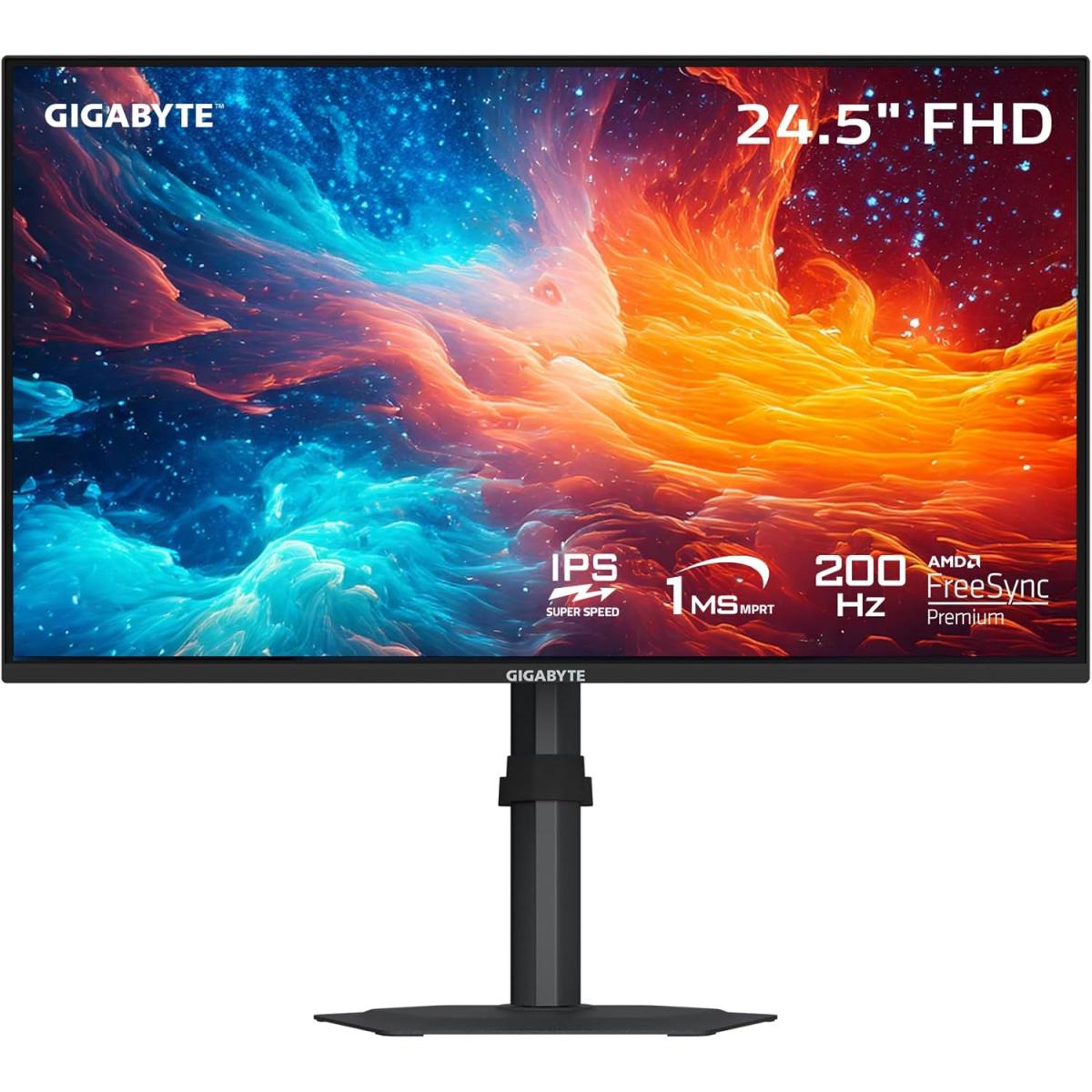 GIGABYTE G25F2 25" Super Speed IPS Full HD 1ms 200Hz 120% sRGB HDR 10 AMD FreeSync Height Adjustable w/ 2x HDMI & 1x DP Interface & Speakers - Black