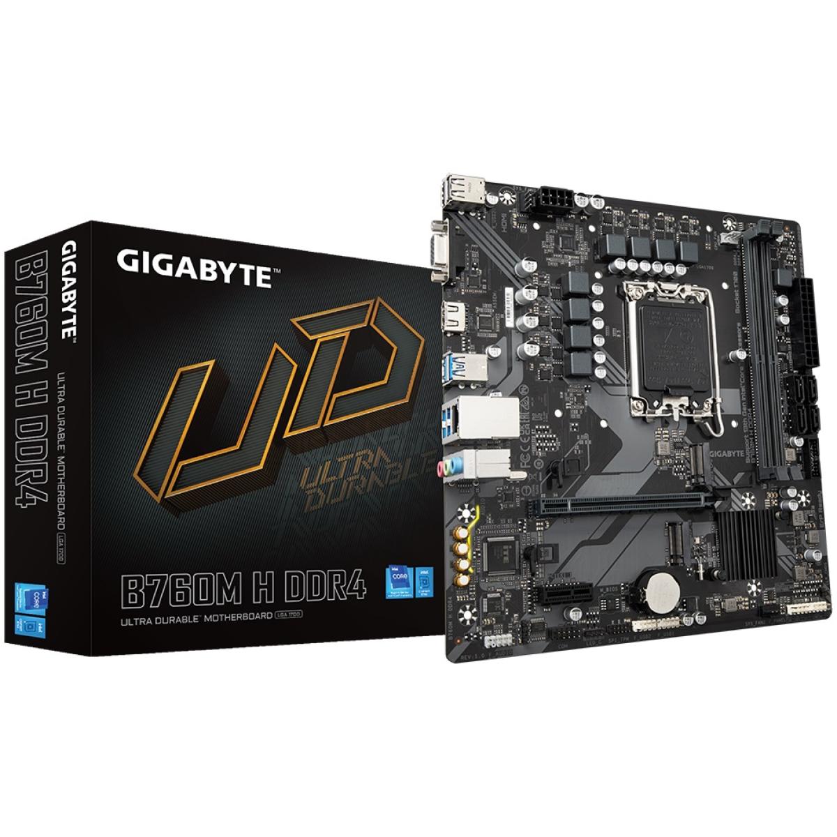 GIGABYTE B760M H, Intel 13th 12th Series, LGA 1700/DDR4/PCIe 4.0/2xM.2 - mATX Gaming MotherBoard | GIGABYTE B760M H |
