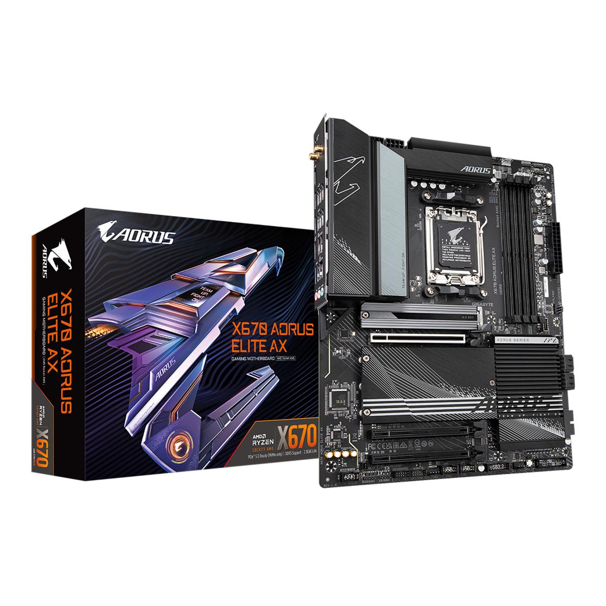 GIGABYTE X670 AORUS ELITE AX (WiFi 6E) AMD RYZEN 7000 Series AM5/DDR5/PCIe 5.0/4xM.2 - ATX Gaming MotherBoard | GIGABYTE X670 AORUS ELITE AX |