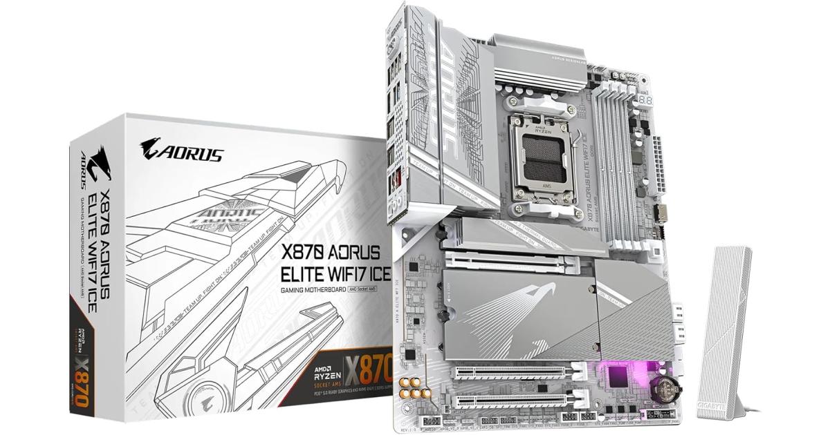 GIGABYTE X870 AORUS ELITE WIFI7 ICE AMD RYZEN 7000 8000 9000 Series AM5/DDR5/PCIe 5.0/4xM.2 - ATX Gaming MotherBoard