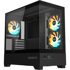 Gigabyte C201 Panoramic Pc Case Mid Tower, M Atx, 360mm Radiator Support, 3 Pre Installed Fans, Usb 3.0, Support Rgb Fusion, Black
