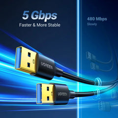 Ugreen 10370 Cable Usb 3.0 Male To Male Up To 5 Gbps 1m