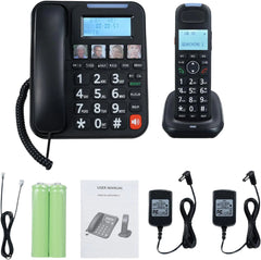 GOL NOM Expandable Phone Set Corded & Cordless Phone System, Answering Big Buttons Handset, Black - D2015TAM