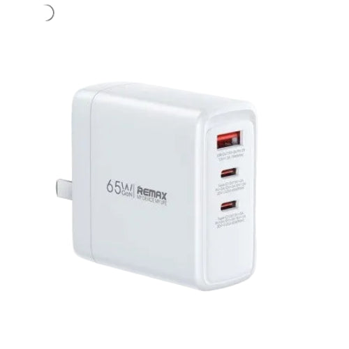 REMAX Wall Fast Charger Toad (2C1A), 65Watts, 2Type-C + 1Pd, White - RP-U100