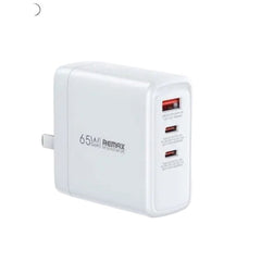 REMAX Wall Fast Charger Toad (2C1A), 65Watts, 2Type-C + 1Pd, White - RP-U100