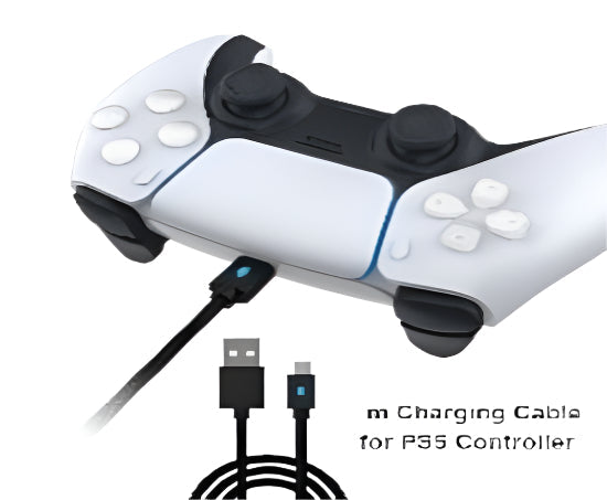 PMW USB-A to USB-C Charging Cable for Sony PS5 Controller, 1.5M, Black - L431