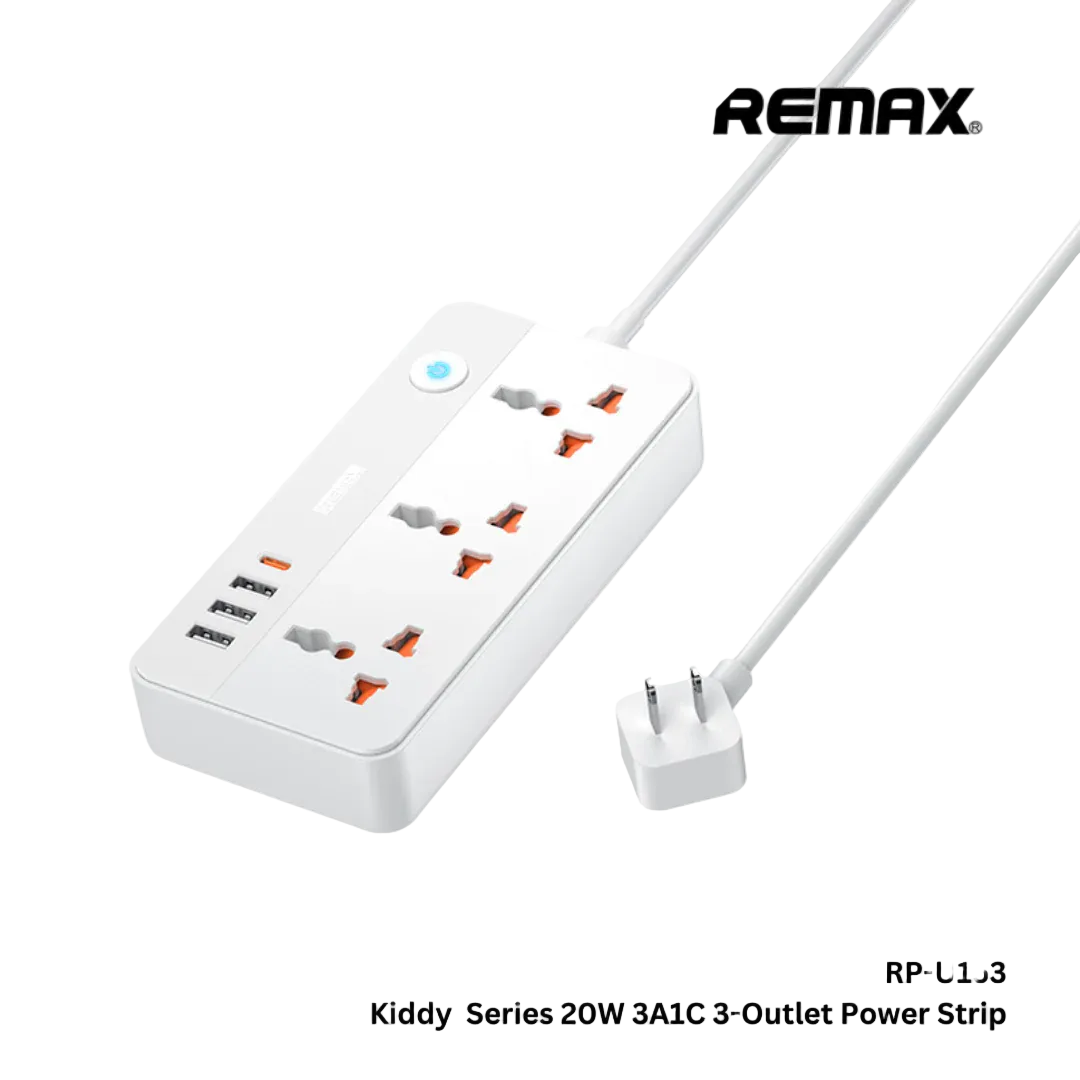 Remax Max Kiddy Adapter 20Watts, 3 Outlet, 1.5Mm, White - RP-U153