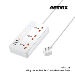 Remax Max Kiddy Adapter 20Watts, 3 Outlet, 1.5Mm, White - RP-U153