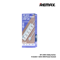 Remax Kiddy Adapter 30Watts, 5 Outlet, 1.5Mm, White - RP-U160