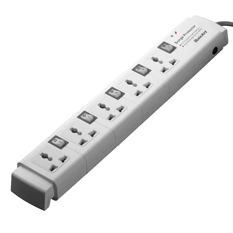 Huntkey Universal Adapter, Max.10A 250V~ 50/60Hz, Max.2500Watts, 5Ports, White - SZC502