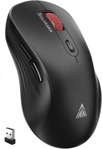 Solakaka Mouse Adjustable, Silent Dual Mode, Bluetooth, Rechargeable, Black - SM66