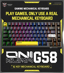 Onikuma USB Wired Mechanical Keyboard, RGB Backlit Matte Key Caps, For PC & Laptop, Black - G58 BLACK