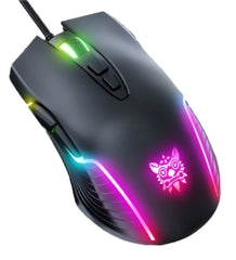 Onikuma USB Gaming Mouse, RGB LED Wired E-Sports Mouse, Black - CW905