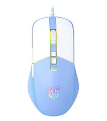Onikuma Gaming Mouse Optical Sensor 7200 DPI, Braided Cable, RGB Lighting, Blue - CW916