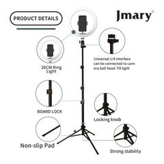 Jmary Fm 536a 10 Inch Selfie Ring Light Tripod Kit