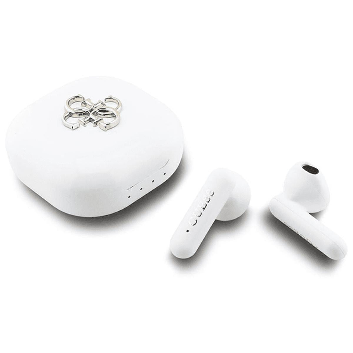 Guess 4G Metal Logo TWS Bluetooth Earphones with Charging Case White
