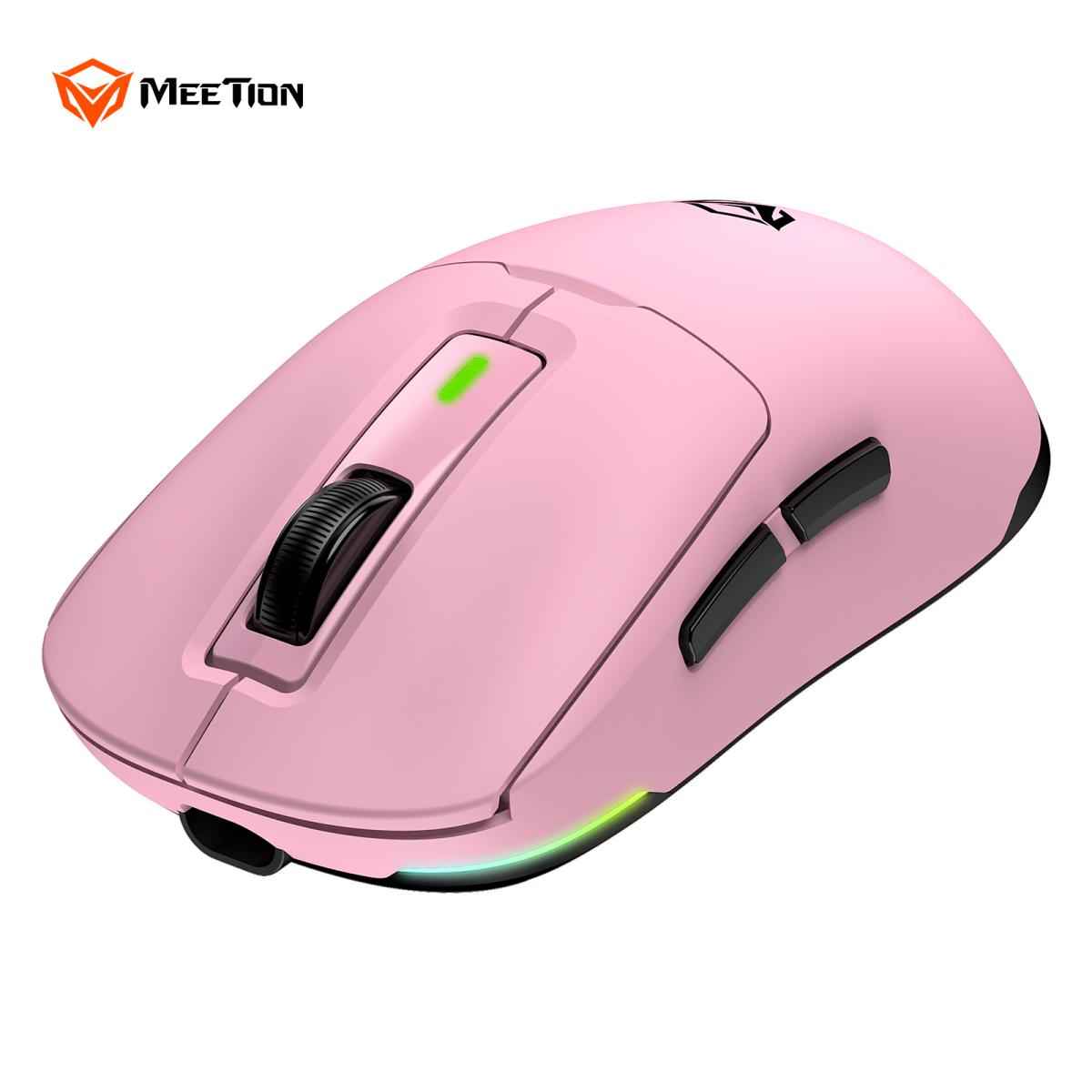 Meetion Air GW24 2.4G Bluetooth & Wired Gaming Mouse -Pink